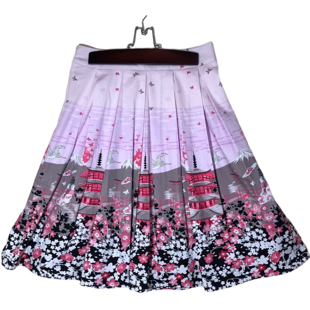 Women’s Pastel Pink Cherry Blossom Flare Skirt Small